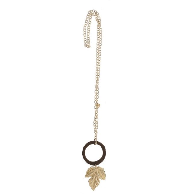 METAL LEAF PENDANT CHAIN LONG NECKLACE