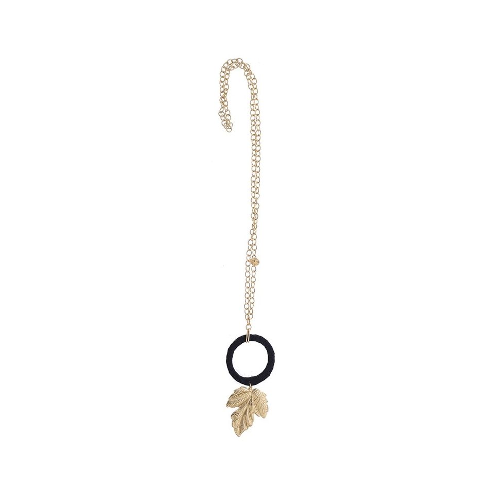 COLLAR LARGO CADENA COLGANTE HOJA METAL