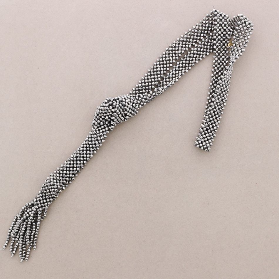 LONG NECKLACE TIE FACETED CRYSTAL