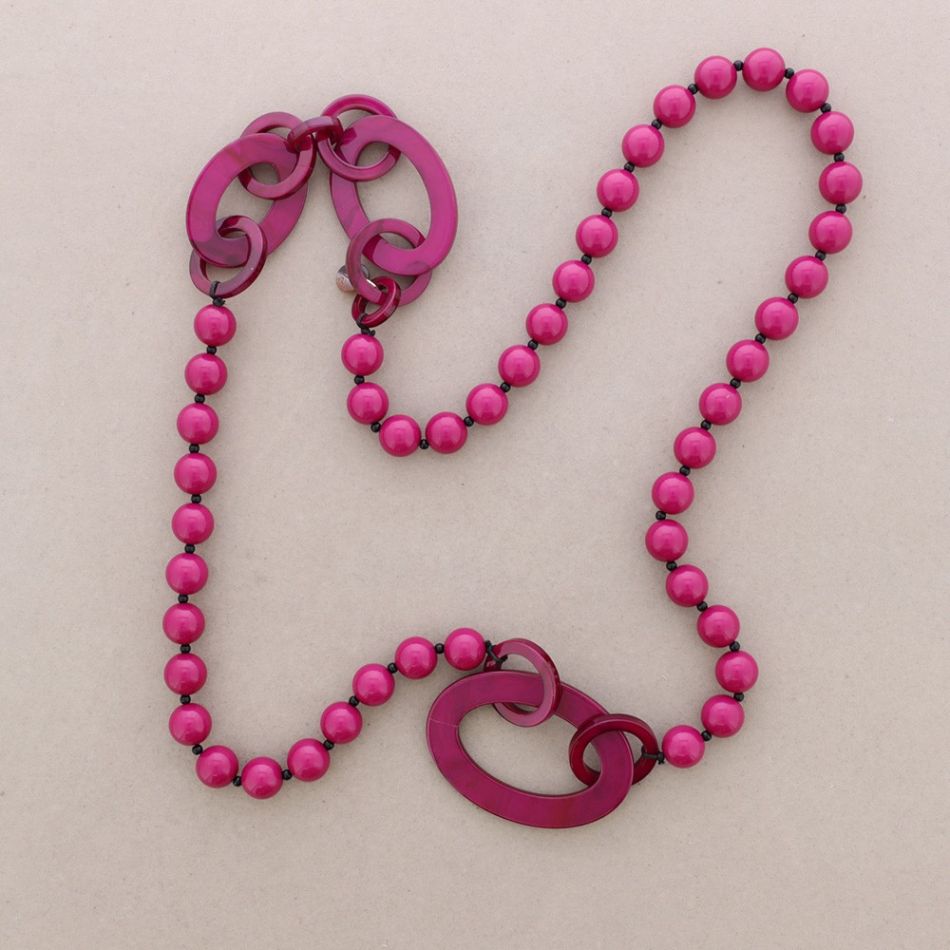 COLLAR LARGO BOLAS ESLABONES RESINA