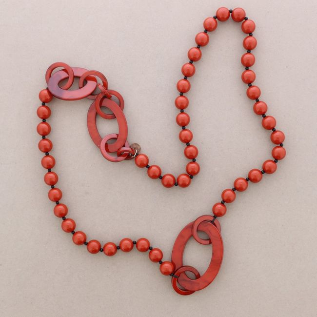 COLLAR LARGO BOLAS ESLABONES RESINA