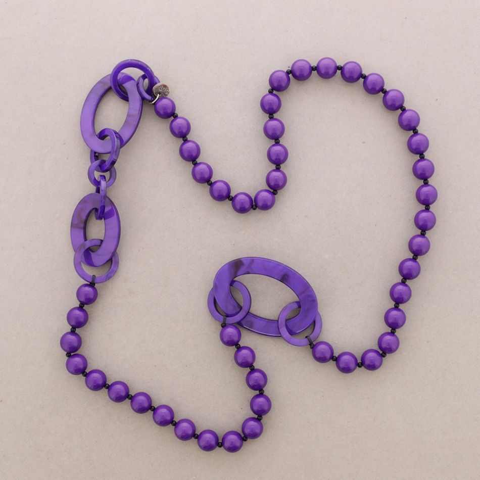 COLLAR LARGO BOLAS ESLABONES RESINA