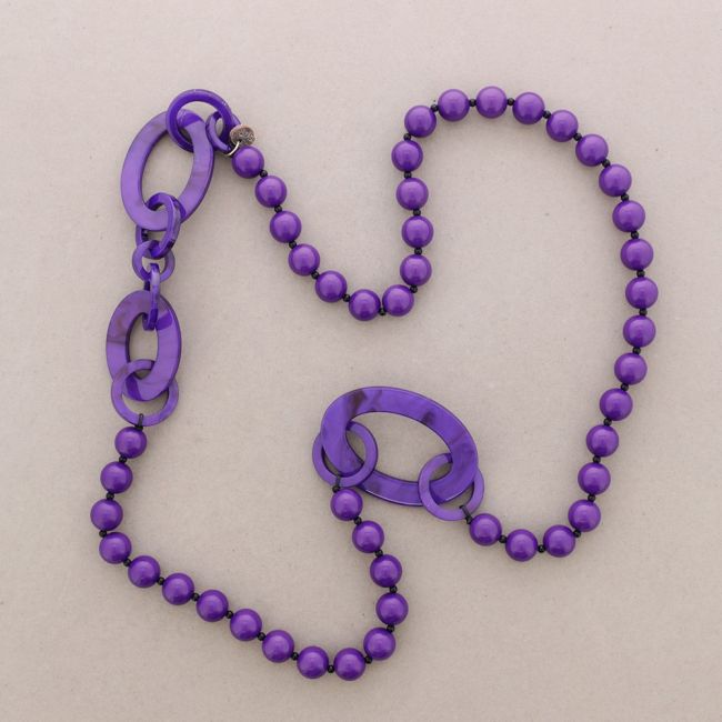 COLLAR LARGO BOLAS ESLABONES RESINA