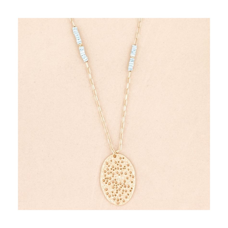 COLLAR LARGO COLGANTE MEDALLA OVALADA