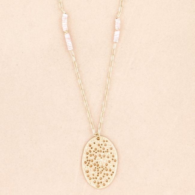 COLLAR LARGO COLGANTE MEDALLA OVALADA