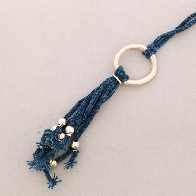 LONG CHENILLE FRINGE CIRCLE NECKLACE