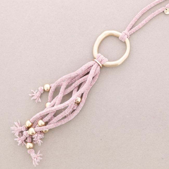 LONG CHENILLE FRINGE CIRCLE NECKLACE