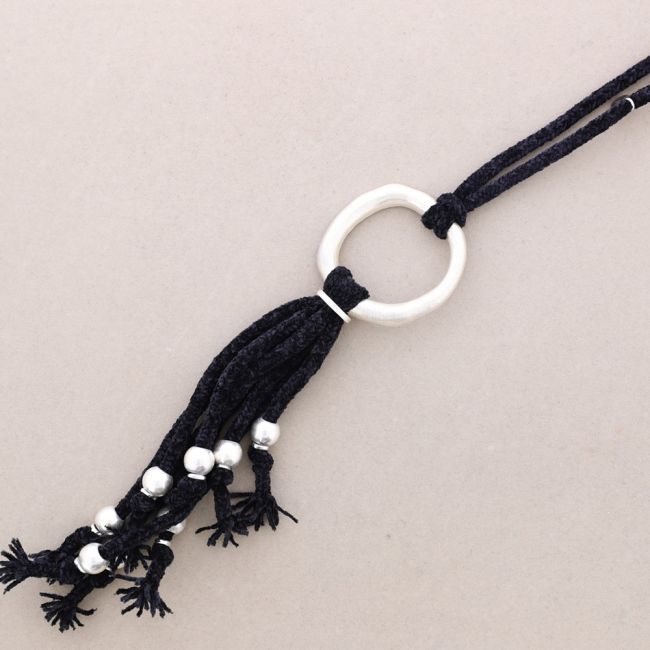 LONG CHENILLE FRINGE CIRCLE NECKLACE