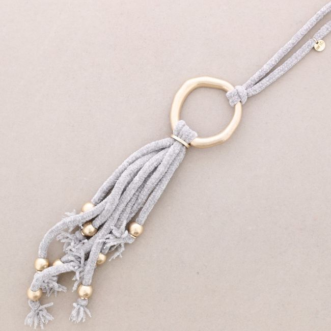 LONG CHENILLE FRINGE CIRCLE NECKLACE