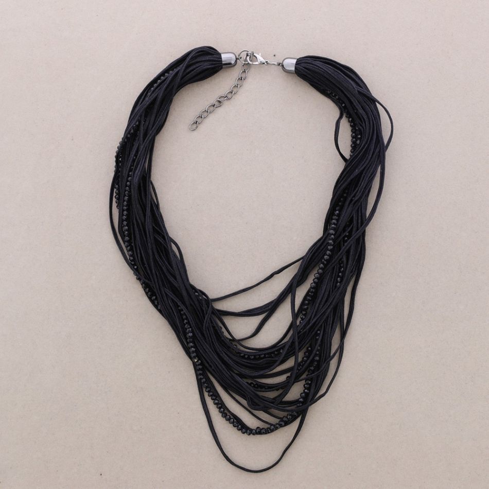 COLLAR TIRAS CORDONES CRISTALES
