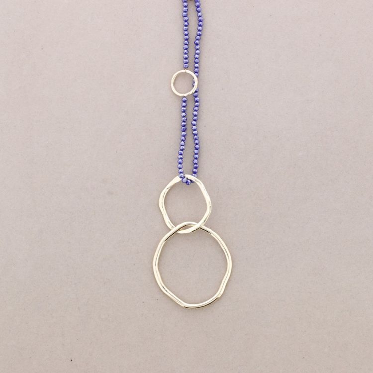 COLLAR LARGO CRISTALES FACETADOS COLGANTE ESLABONES METAL