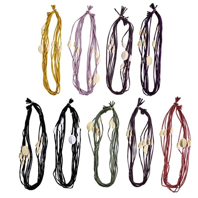 LONG TUBE NECKLACE WITH IMITATION METAL BEADS