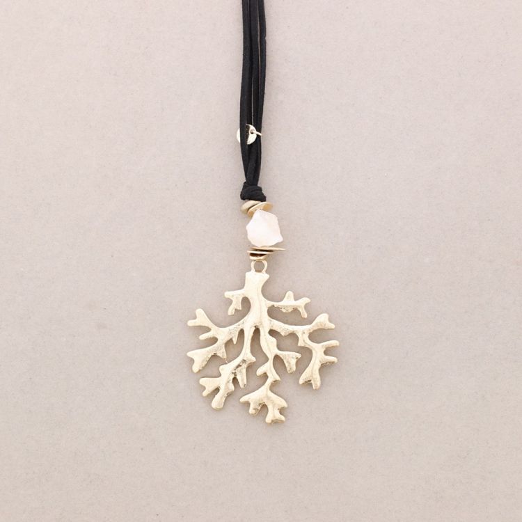 LONG METAL CORAL PENDANT NECKLACE 2