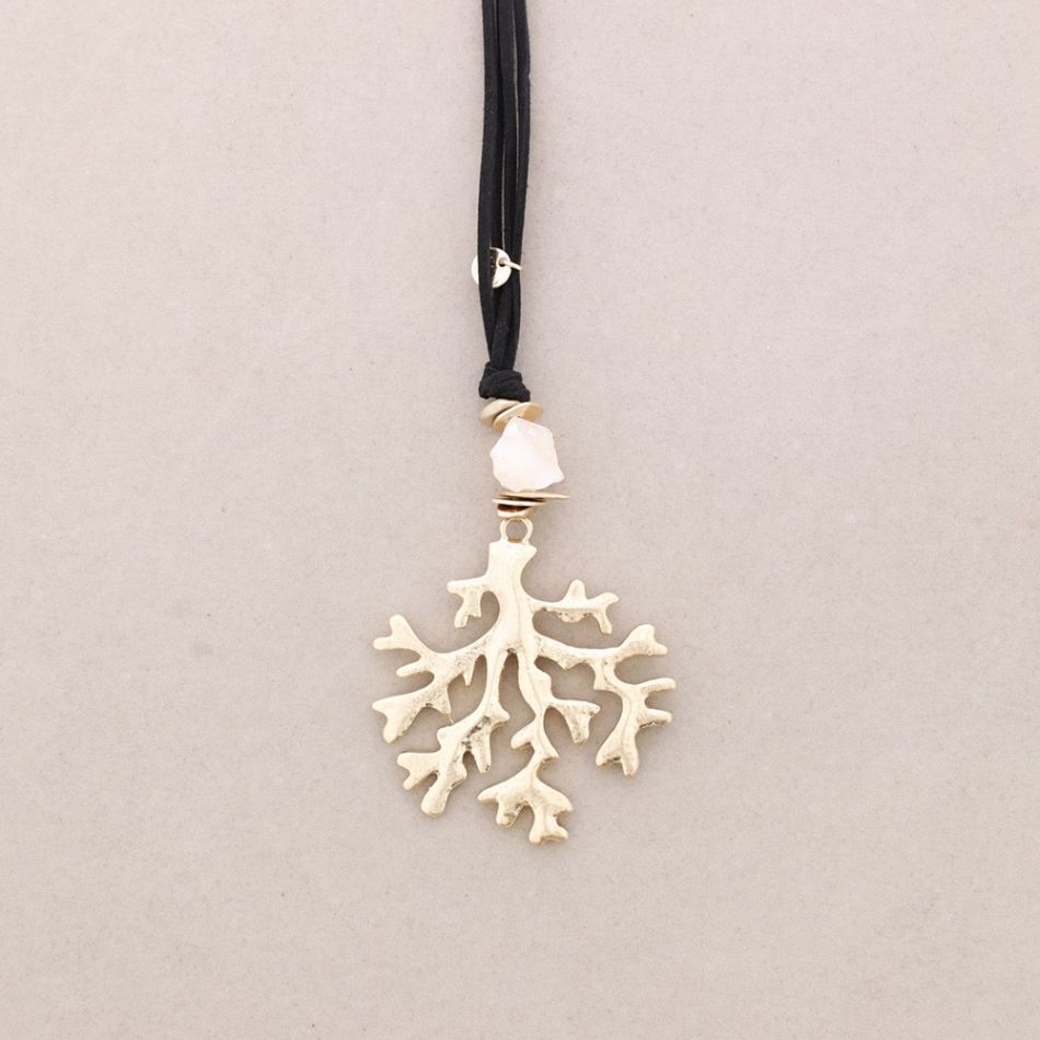 COLLAR LARGO COLGANTE CORAL METAL