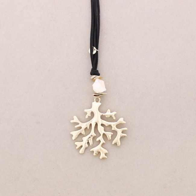 COLLAR LARGO COLGANTE CORAL METAL