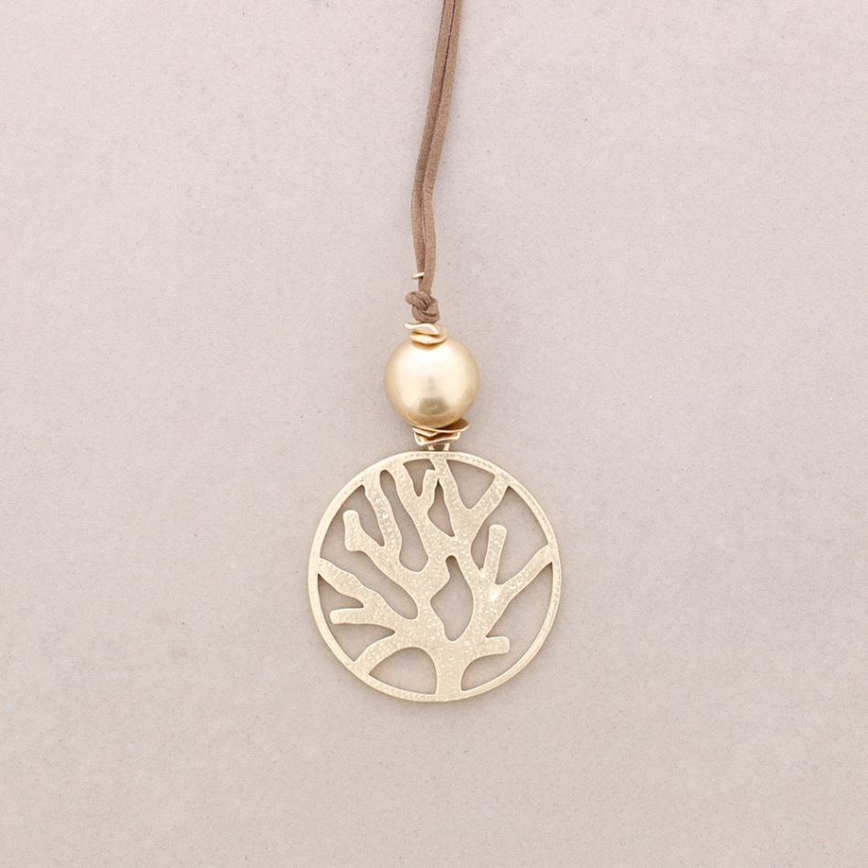 RESIN BRANCH MEDAL LONG NECKLACE