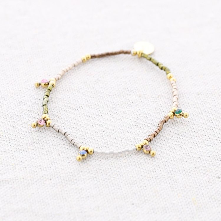 PULSERA ELÁSTICA CUENTAS ACERO MIYUKI