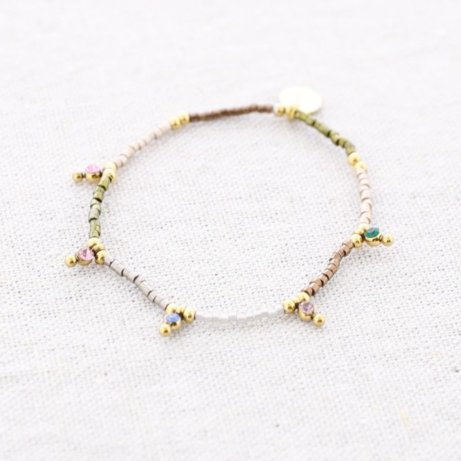 PULSERA ELÁSTICA CUENTAS ACERO MIYUKI