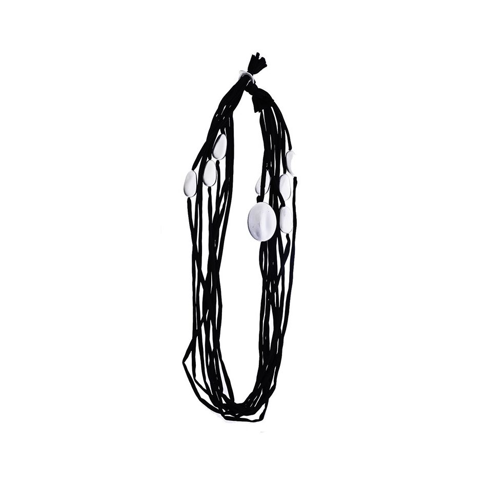 LONG TUBE NECKLACE WITH IMITATION METAL BEADS
