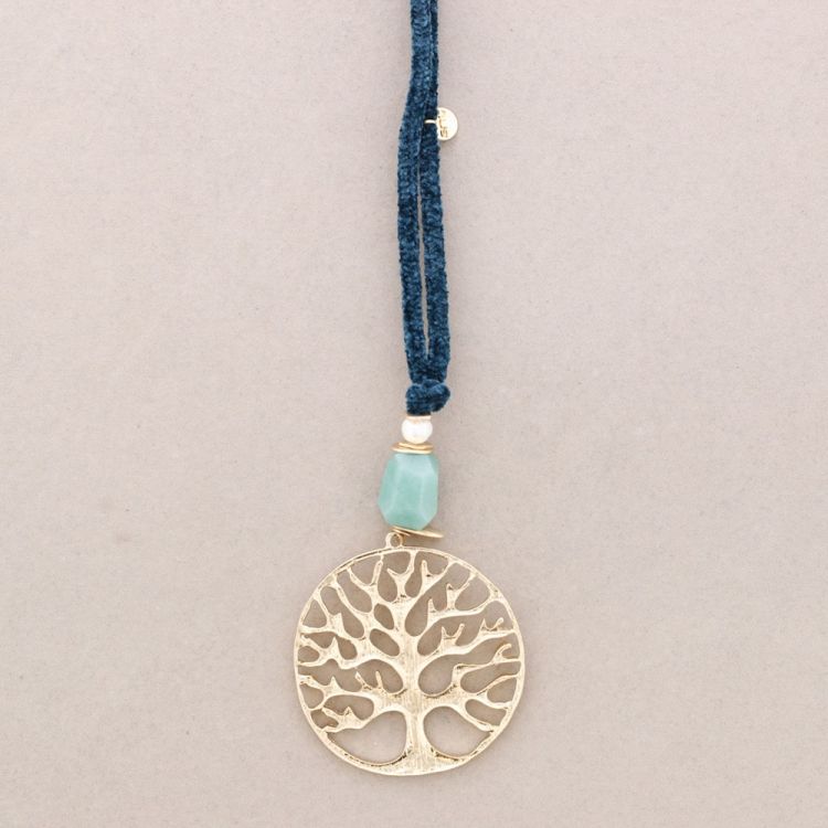 COLLAR LARGO CHENILLA COLGANTE ÁRBOL METAL