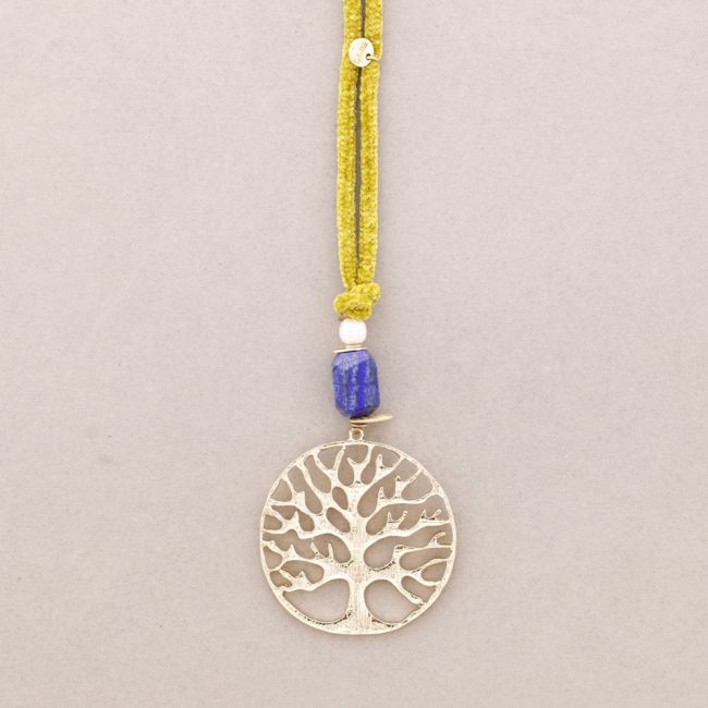 COLLAR LARGO CHENILLA COLGANTE ÁRBOL METAL