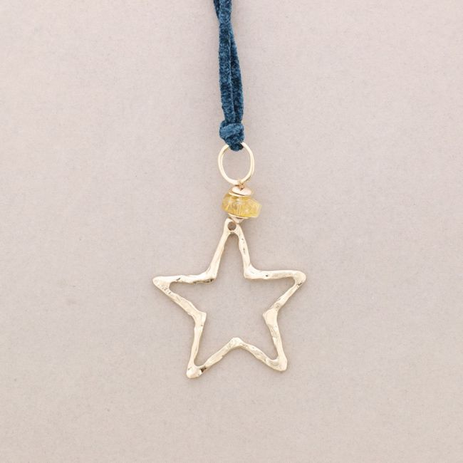 COLLAR LARGO CHENILLA COLGANTE ESTRELLA METAL