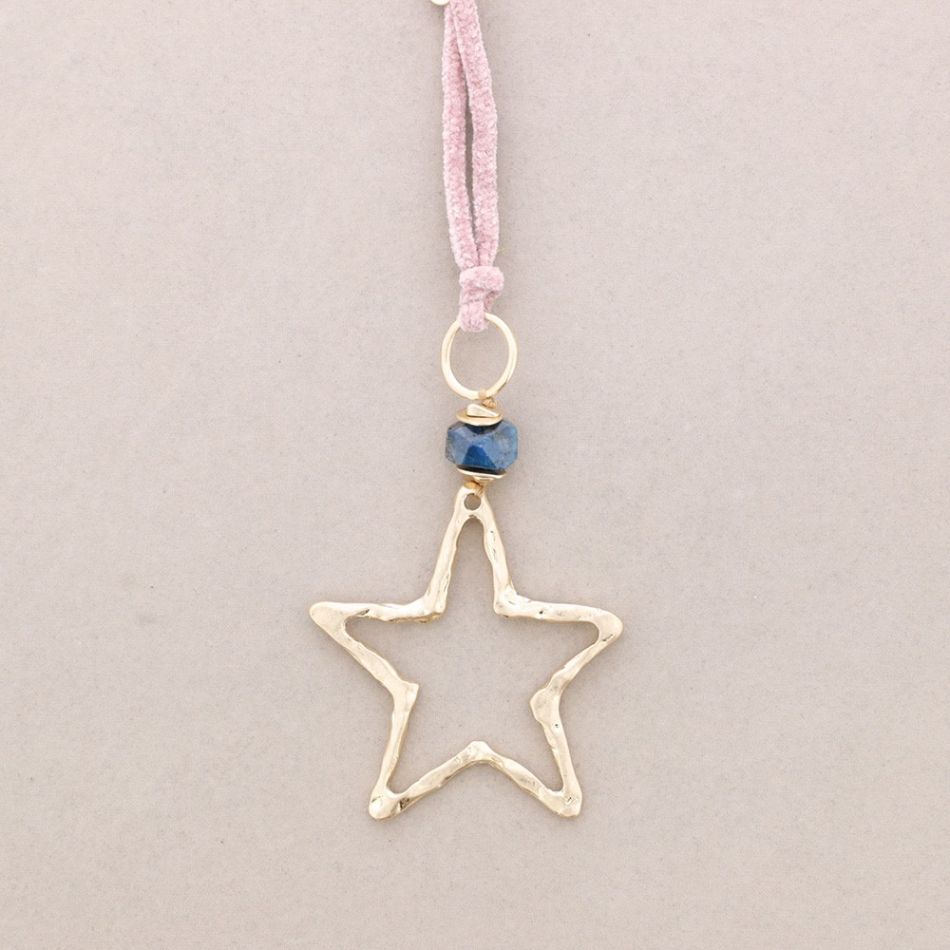 COLLAR LARGO CHENILLA COLGANTE ESTRELLA METAL