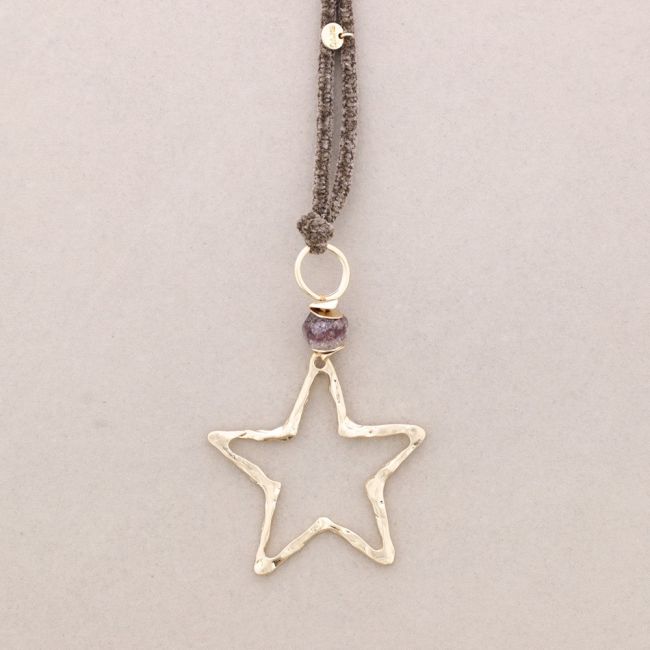COLLAR LARGO CHENILLA COLGANTE ESTRELLA METAL