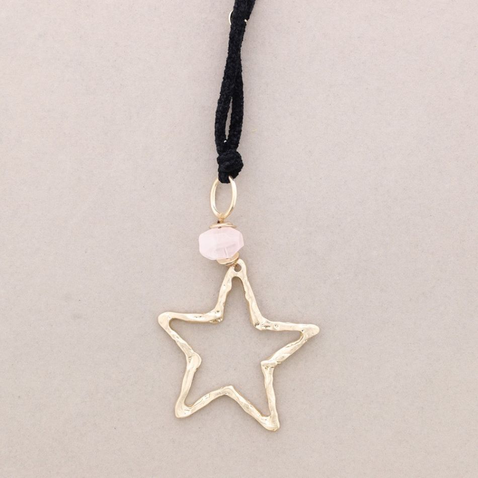 COLLAR LARGO CHENILLA COLGANTE ESTRELLA METAL