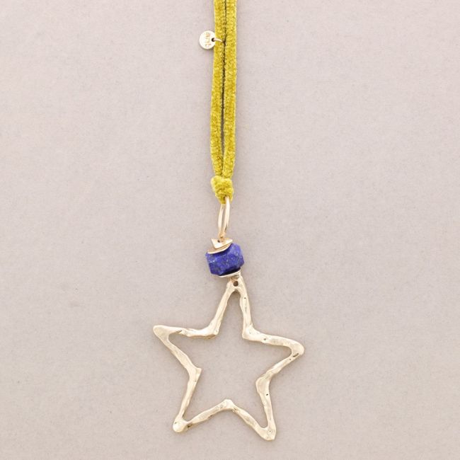 COLLAR LARGO CHENILLA COLGANTE ESTRELLA METAL