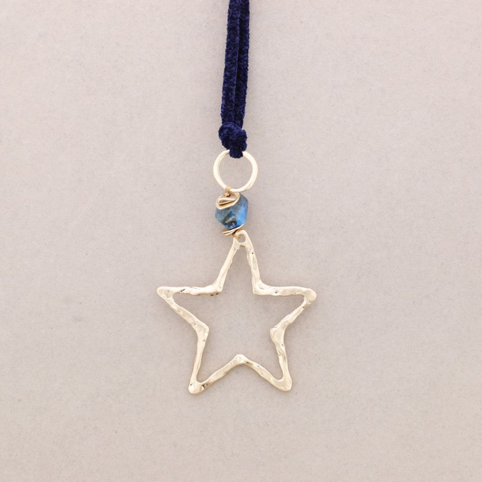 COLLAR LARGO CHENILLA COLGANTE ESTRELLA METAL