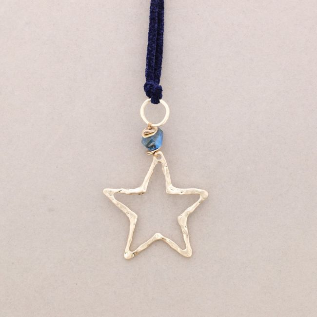 COLLAR LARGO CHENILLA COLGANTE ESTRELLA METAL