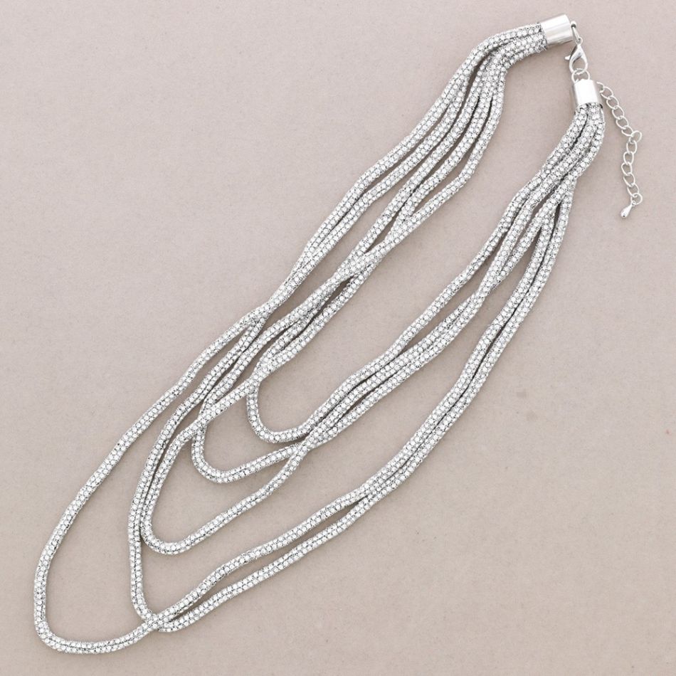 FIVE ROWS CRYSTALS NECKLACE