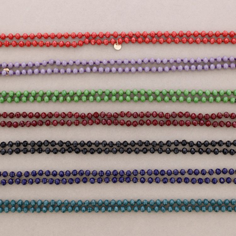 COLLAR LARGO NUDOS BOLAS CRISTALES FACETADOS 1,2M*8MM 2