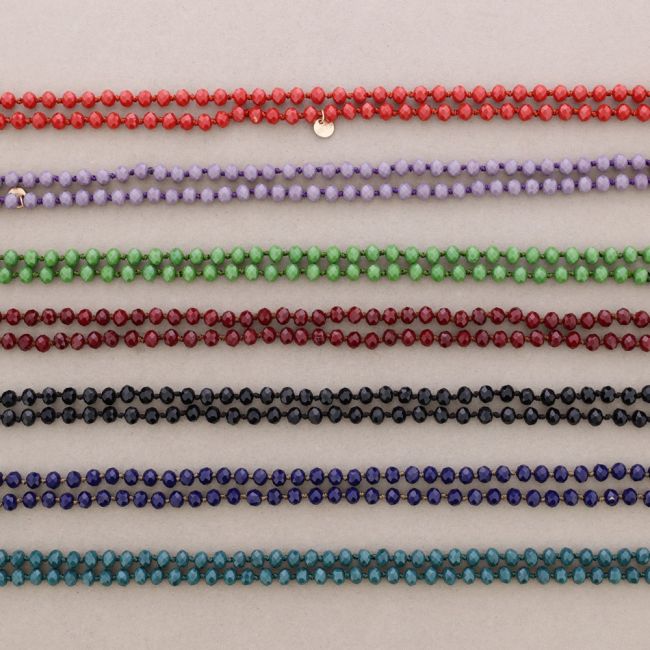 LONG NECKLACE WITH FACETED CRYSTAL BALL KNOTS 1.2M*8MM