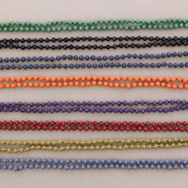 LONG NECKLACE WITH FACETED CRYSTAL BALL KNOTS 1.5M*6MM 2