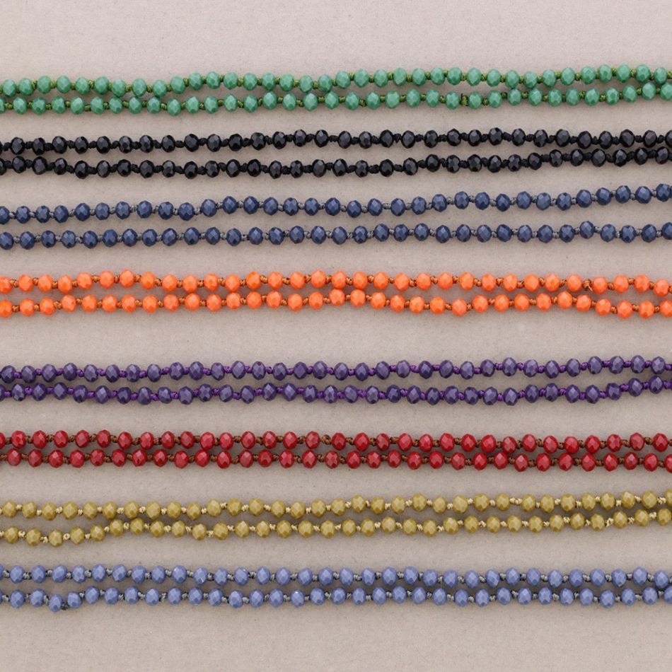 COLLAR LARGO NUDOS BOLAS CRISTALES FACETADOS 1,5M*6MM
