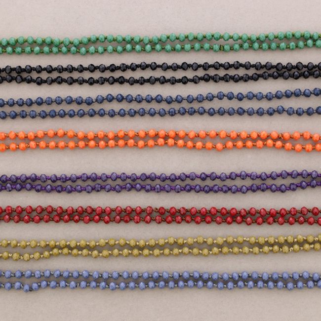 COLLAR LARGO NUDOS BOLAS CRISTALES FACETADOS 1,5M*6MM