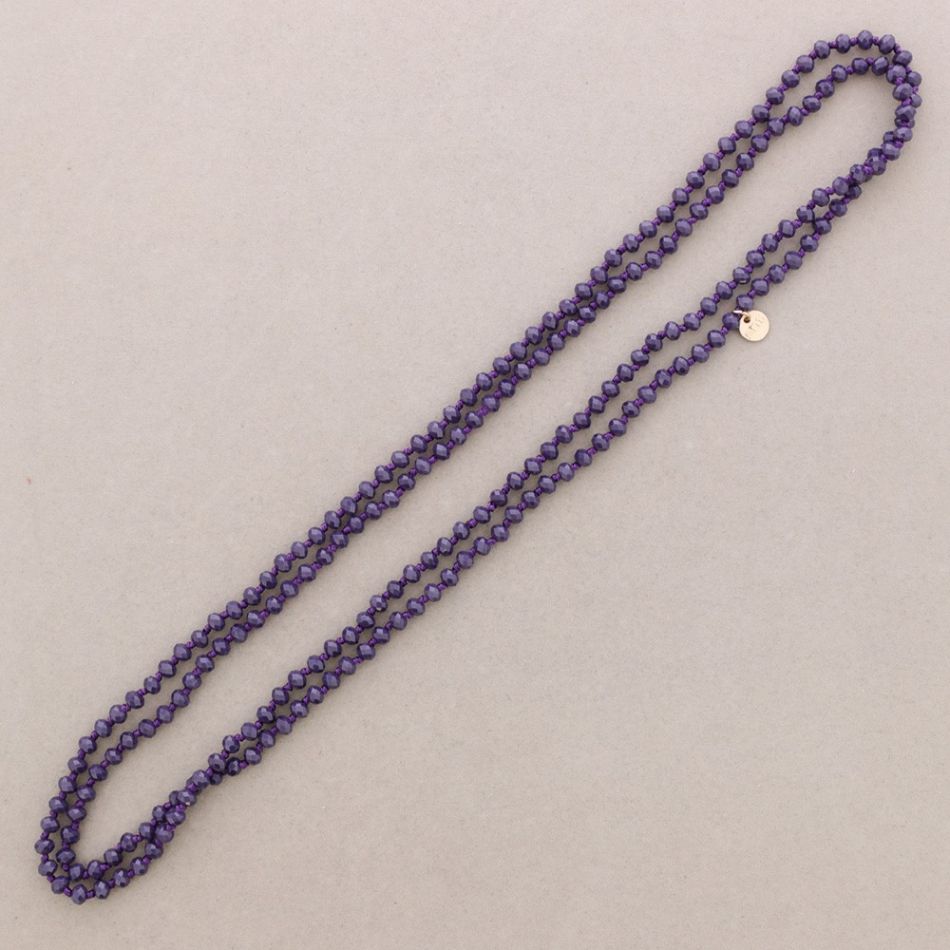 COLLAR LARGO NUDOS BOLAS CRISTALES FACETADOS 1,5M*6MM