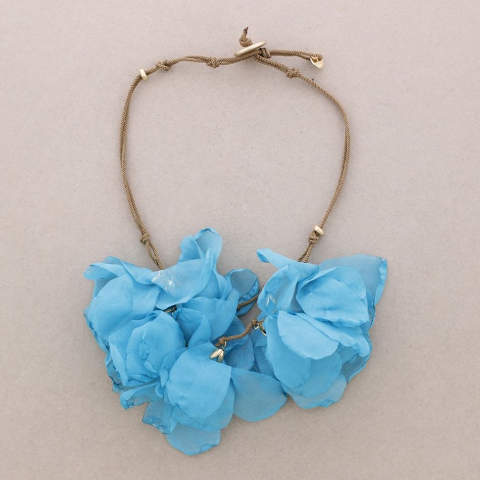 DOUBLE FABRIC FLOWER NECKLACE