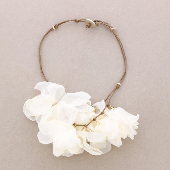 DOUBLE FABRIC FLOWER NECKLACE