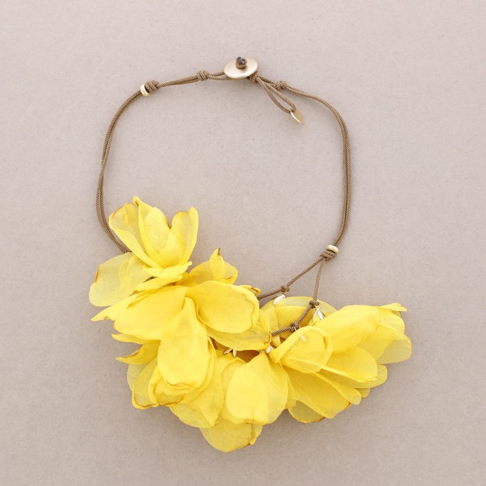 DOUBLE FABRIC FLOWER NECKLACE