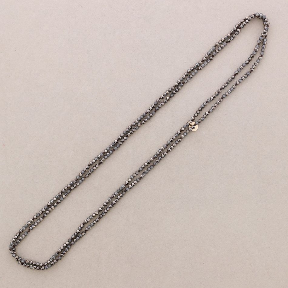 COLLAR LARGO NUDOS BOLAS CRISTALES FACETADOS 1,5M*4MM
