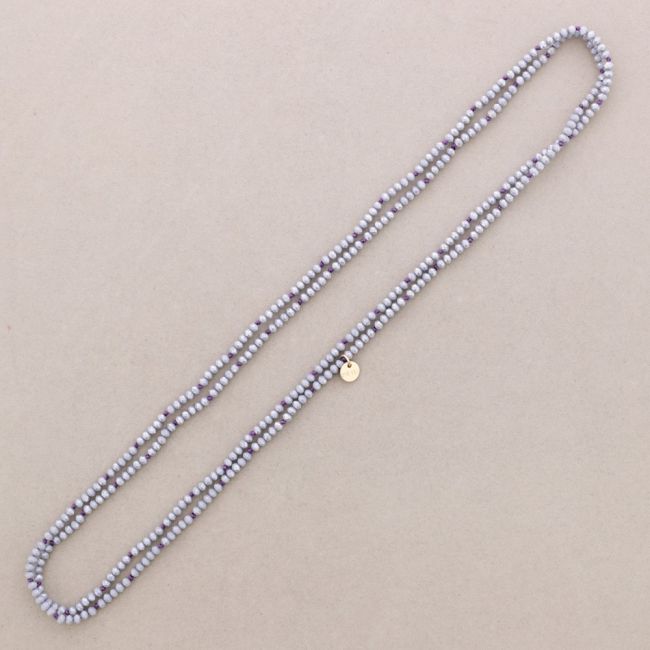 COLLAR LARGO NUDOS BOLAS CRISTALES FACETADOS 1,5M*4MM