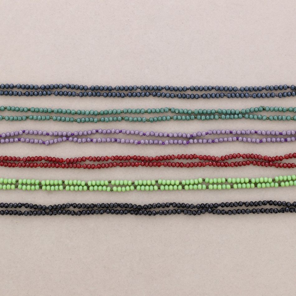 COLLAR LARGO NUDOS BOLAS CRISTALES FACETADOS 1,5M*4MM