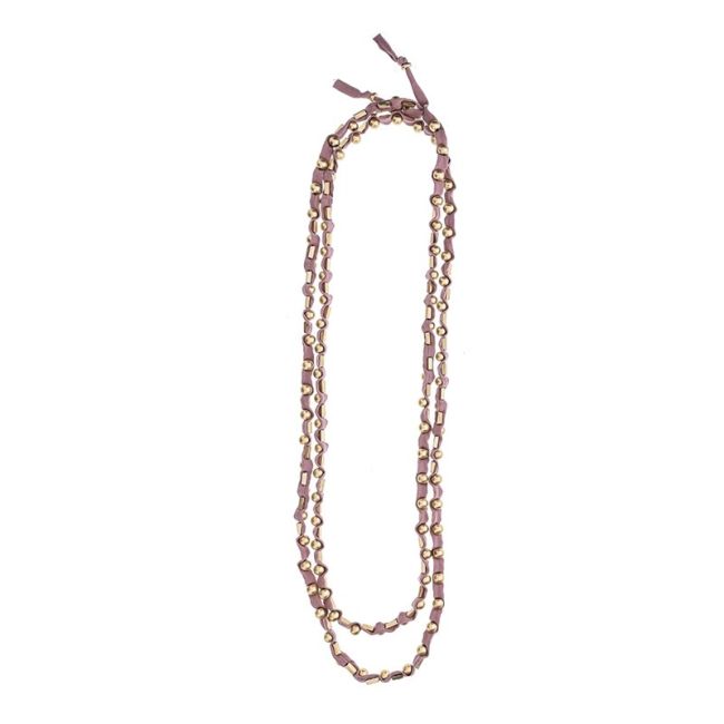 COLLAR LARGO TUBO LAZO CUENTAS METAL