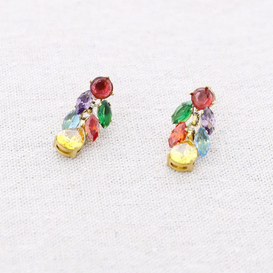 STEEL STUD EARRINGS WITH CRYSTALS