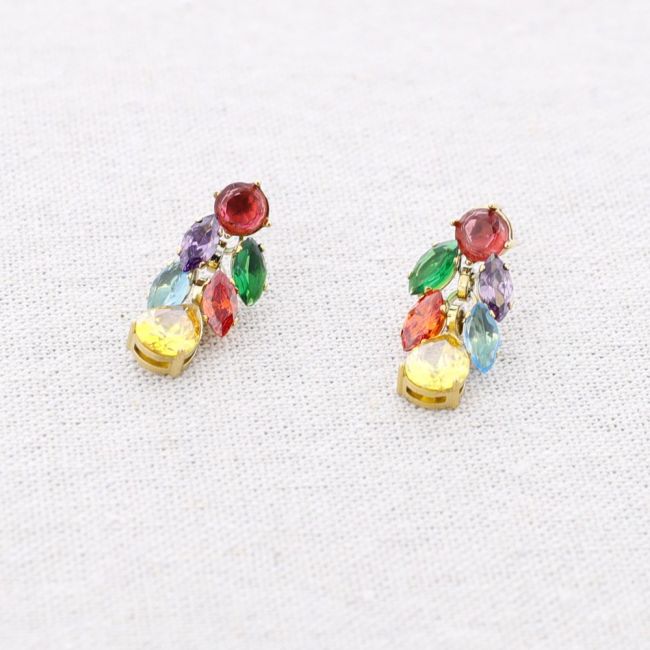STEEL STUD EARRINGS WITH CRYSTALS