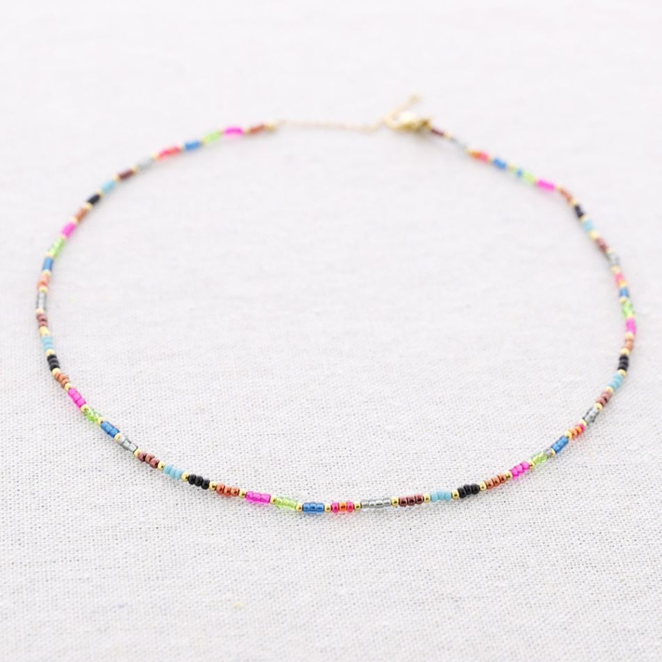 STEEL NECKLACE WITH BEADS