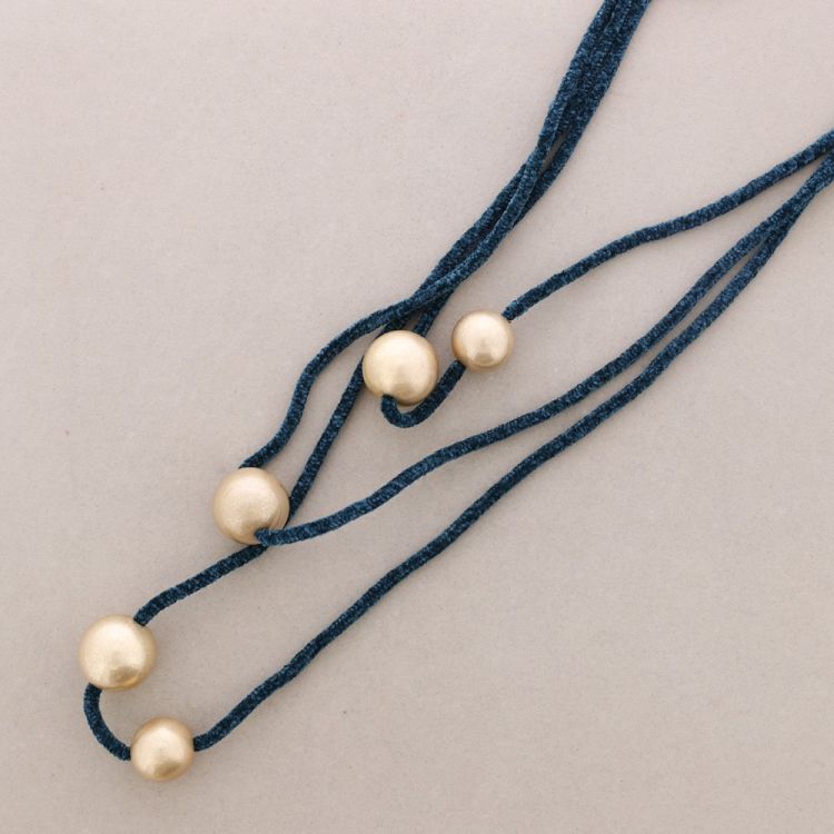 COLLAR LARGO TRIPLE CHENILLA BOLAS